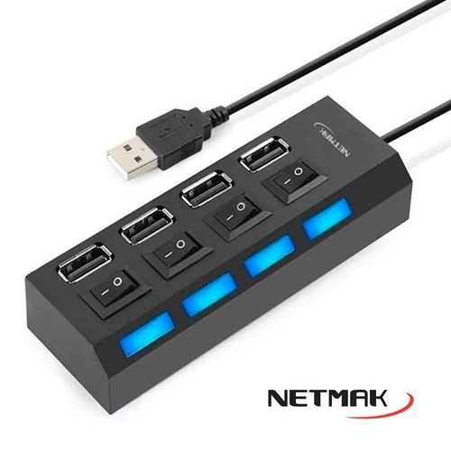HUB USB 4PUERTOS NETMAK 2.0 C/TECLAS NM-AC08