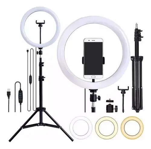 ARO LED GRANDE 26CM C/ADAPT. CELU C/ TRIPODE 2MT